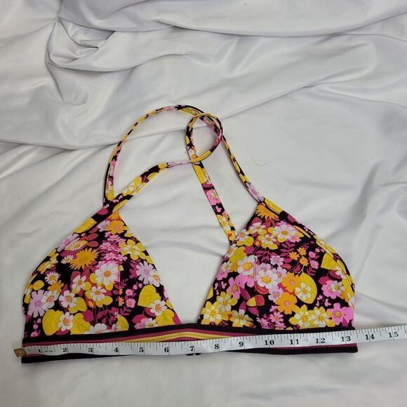 NEW AERIE floral triangle bikini top and ribbed high cut bottoms L - Picture 9 of 12